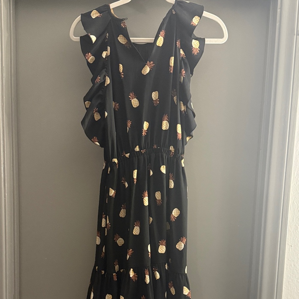 Black Pineapple Print Dress